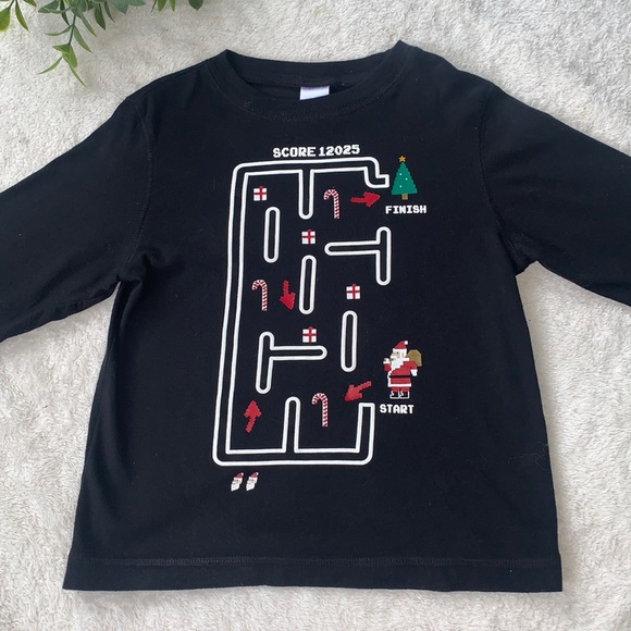 Gymboree 5 Black Gaming Santa Shirt EUC Holiday Christmas Top - Picture 7 of 7